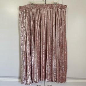 A New Day Pink Crushed Velvet Midi Skirt